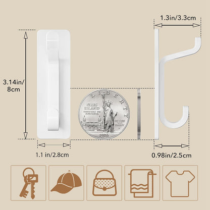 pickpiff 13LB Strong Stick-on Hooks for Coat & Towel, White 6 Pack