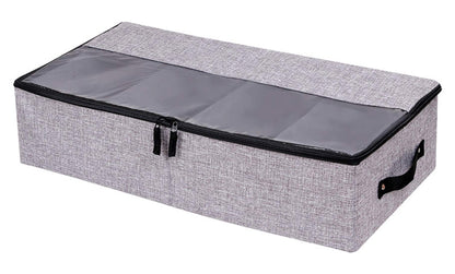 AARAINBOW 2 Packs Foldable Under Bed Clothes Organizer with Lids, Underbed Storage Container with Adjustable Dividers, UnderBed Storage Bins with Handles and Clear Window (Gray+Light Gray)