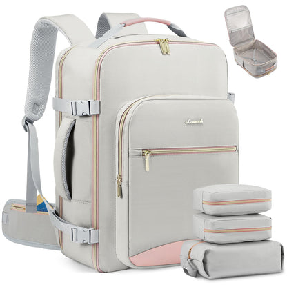 LOVEVOOK 40L Travel Backpack Flight Approved Carry on Backpack,3 Packing Cubes,Waterproof Personal Item Travel Bag,TSA Carry on Luggage Suitcase Travel Essentials,Gifts for Women & Men,fits 17" Laptop