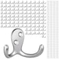 Homanu 14 Pack Black Coat Hooks Wall Mounted Double Prong with 28 Screws