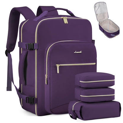 LOVEVOOK 40L Travel Backpack Flight Approved Carry on Backpack,3 Packing Cubes,Waterproof Personal Item Travel Bag,TSA Carry on Luggage Suitcase Travel Essentials,Gifts for Women & Men,fits 17" Laptop