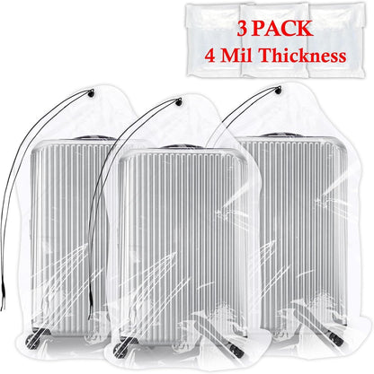 36x50 Inch Extra Large Clear Plastic Suitcase Storage Bags, 3 Pack, 4 Mils