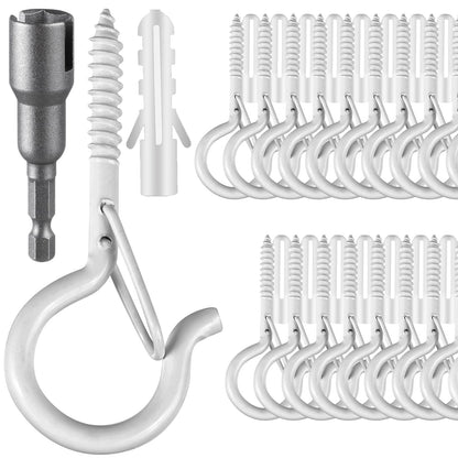 FSAH 36 PCS Q-Hanger Hooks with Safety Buckle, Windproof Screw Hooks