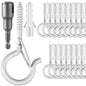 FSAH 36 PCS Q-Hanger Hooks with Safety Buckle, Windproof Screw Hooks
