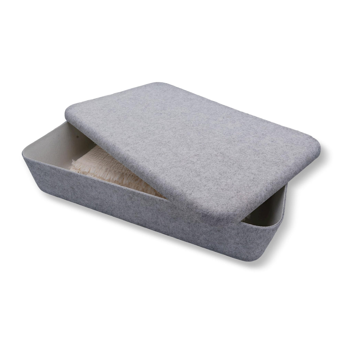 Welaxy Felt Underbed Storage Basket Oatmeal Natural Nordic shelf bin long