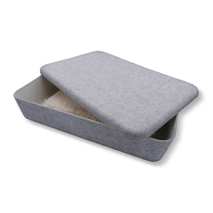 Welaxy Felt Underbed Storage Basket Oatmeal Natural Nordic shelf bin long