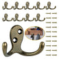 Homanu 14 Pack Black Coat Hooks Wall Mounted Double Prong with 28 Screws