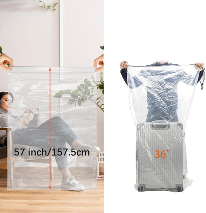 62x31 Inch Extra Large Clear Plastic Suitcase Storage Bags, 3 Pack, 4 Mils