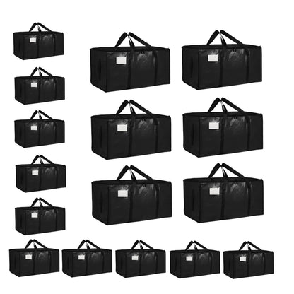 Moving Bags Extra Large 8 Pack - Heavy Duty Storage Totes with Wrap-Around Handles & Reinforced Zippers - Foldable Moving Box Alternative, Water-Resistant for Dorm, Closet & Under Bed Storage (Clear)