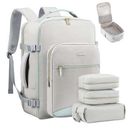 LOVEVOOK 40L Travel Backpack Flight Approved Carry on Backpack,3 Packing Cubes,Waterproof Personal Item Travel Bag,TSA Carry on Luggage Suitcase Travel Essentials,Gifts for Women & Men,fits 17" Laptop