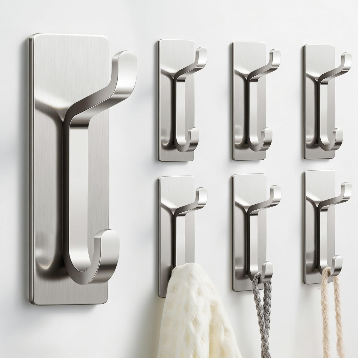 pickpiff 13LB Strong Stick-on Hooks for Coat & Towel, White 6 Pack