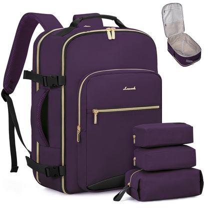 LOVEVOOK 40L Travel Backpack Flight Approved Carry on Backpack,3 Packing Cubes,Waterproof Personal Item Travel Bag,TSA Carry on Luggage Suitcase Travel Essentials,Gifts for Women & Men,fits 17" Laptop