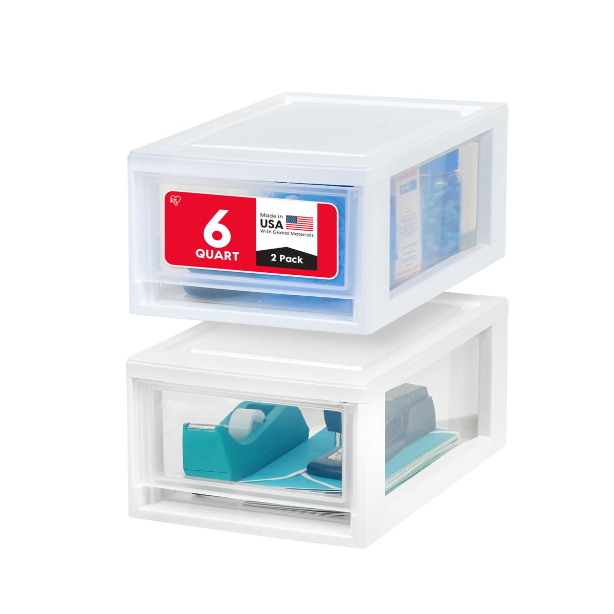 IRIS USA 4-Pack, 27 Qt. Under Bed Storage Bin with Sliding Drawers, White