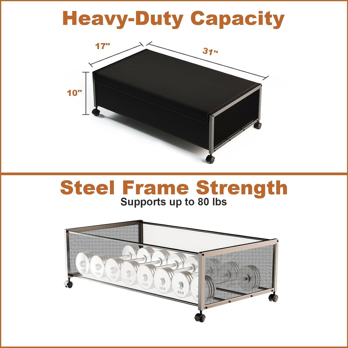 Fokyfok 2Pack Under Bed Storage Containers, 10 inch Height,31 inch Long