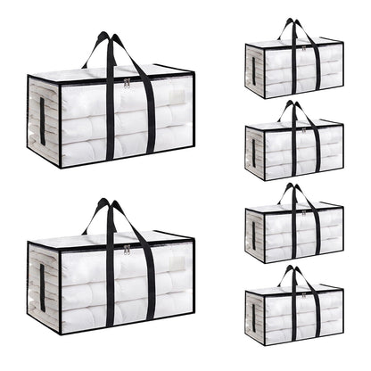 Moving Bags Extra Large 8 Pack - Heavy Duty Storage Totes with Wrap-Around Handles & Reinforced Zippers - Foldable Moving Box Alternative, Water-Resistant for Dorm, Closet & Under Bed Storage (Clear)