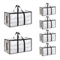 Moving Bags Extra Large 8 Pack - Heavy Duty Storage Totes with Wrap-Around Handles & Reinforced Zippers - Foldable Moving Box Alternative, Water-Resistant for Dorm, Closet & Under Bed Storage (Clear)