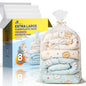 45x65 Inch Extra Large Clear Plastic Storage Bag for Luggage Cover, 8 Pack
