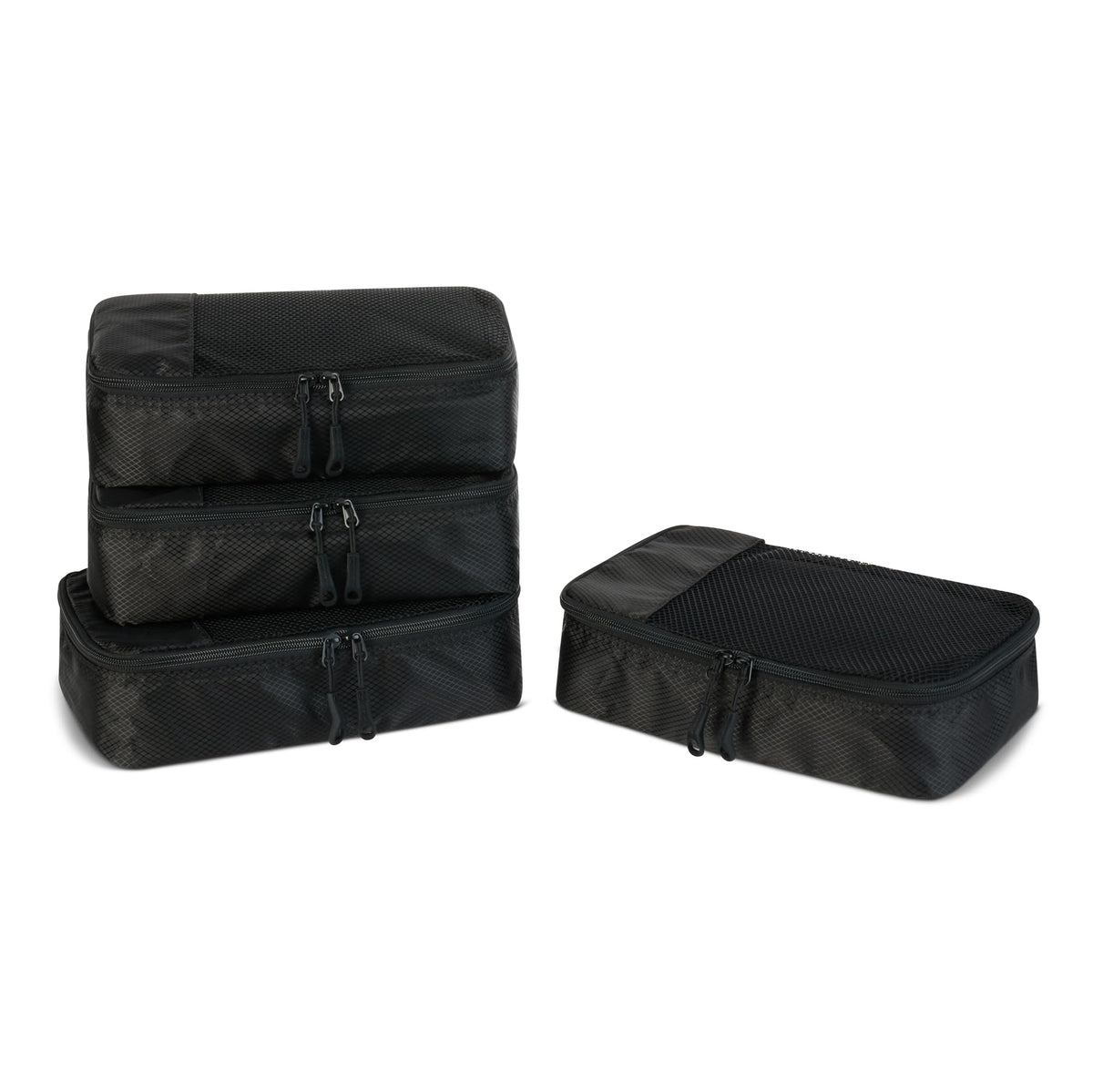 Amazon Essentials 4-Piece Packing Cubes Travel Accessories Set, Luggage Organizer, Suitcase Organizer with Double Zipper, Mesh Top, Space-Saving, Large, Gray (Previously Amazon Basics)
