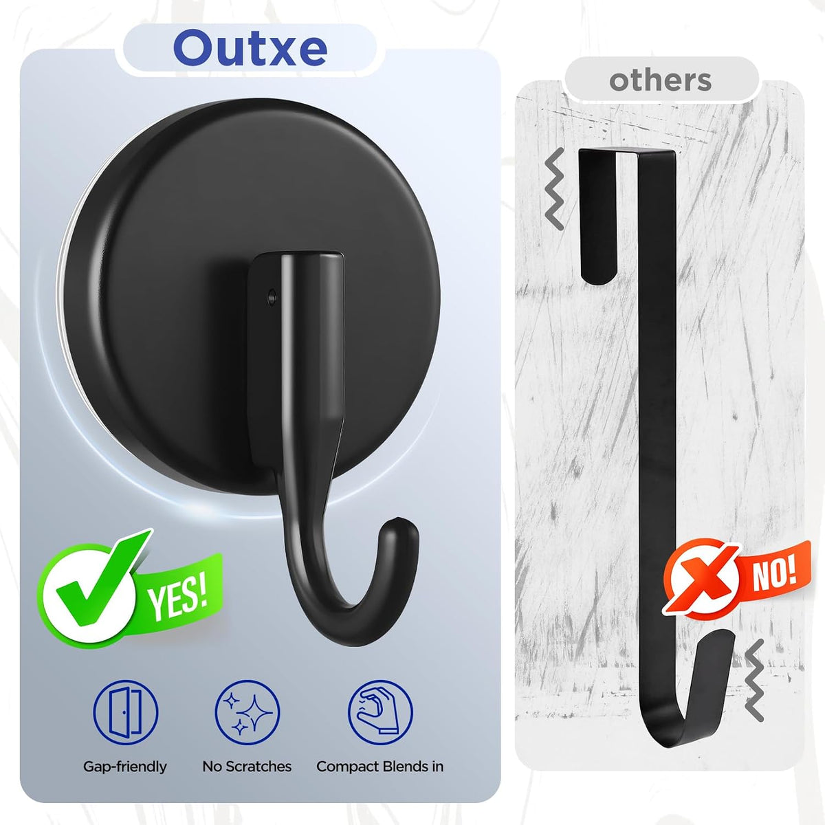 OUTXE Suction Cup Wreath Hanger, Upgraded Reef Hook