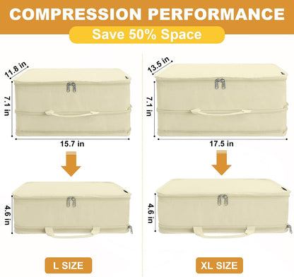 Compression Packing Cubes Travel Packing Suitcase Organizer Bags, Beige
