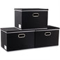 PRANDOM Large Collapsible Storage Bins with Lids [3-Pack] Linen/Cotton Blend Foldable Storage Boxes Organizer Containers Baskets Cube with Cover for Home Bedroom Closet Office Nursery(17.7x11.8x11.8)
