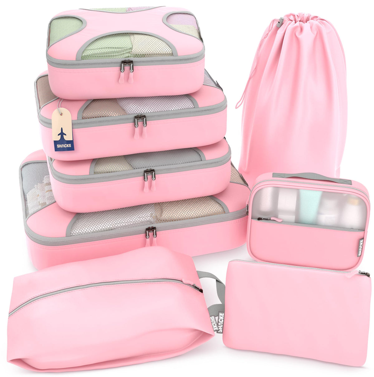 Shacke 5 Set Packing Cubes for Travel with Laundry Bag (Green Grass)
