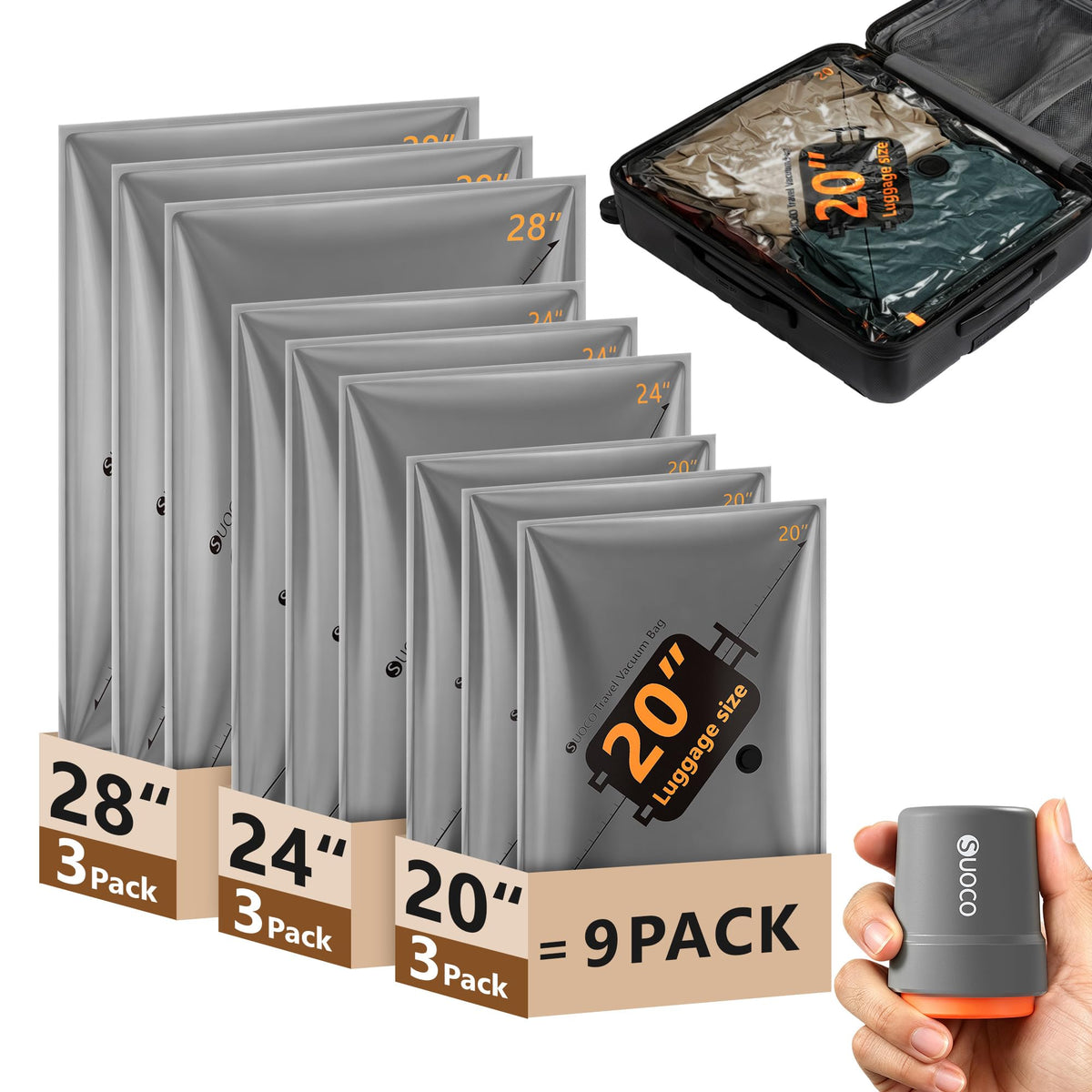 Travel Vacuum Bags with Cordless Electric Pump, 16 Combo Compression Packing Cubes for Clothing Clothes, Luggage Suitcase Organizer, Space Saver Vacation Cruise Travel Essentials