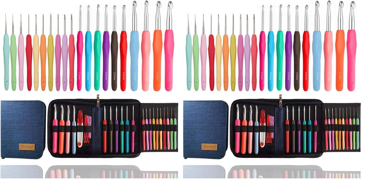 Yarniss Crochet Hooks,14 Size Ergonomic Crochet Hooks Set 2mm(B)-10mm(N)