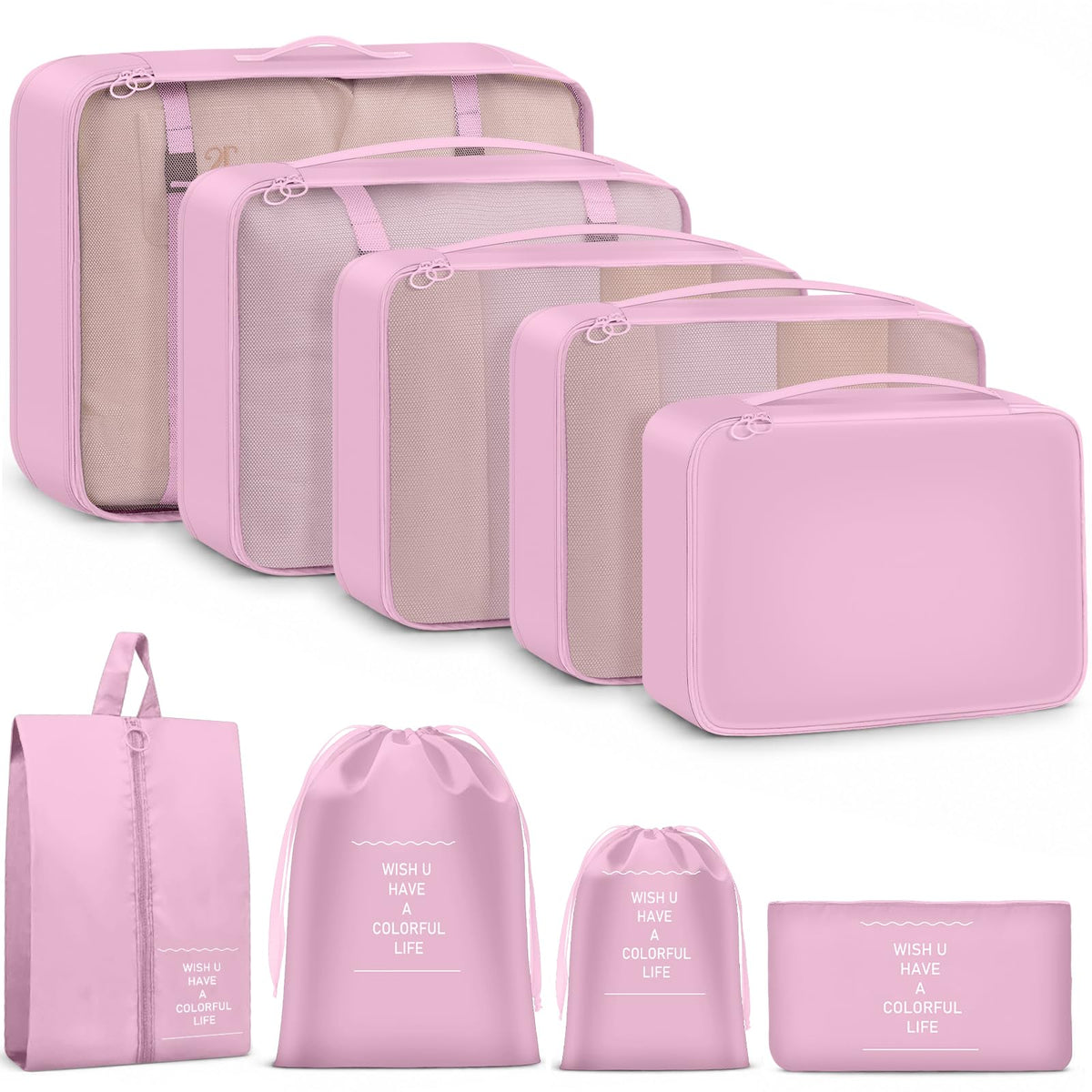 9 Set Packing Cubes for Travel Essentials - Lightweight Carry-On Luggage Organizer Bags with Shoe, Clothes & Laundry Bags for Airplane, Family & Business Travel, Leopard print