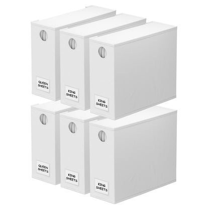 SpaceAid 4 Pack Bed Sheet Organizers and Storage, Foldable Organizer for Linen Closet, Sheets Set Folder Keeper with Window XL (Queen & King Size) Organizing Bedding Container, Gray 91ZDSN-SL01-G4