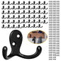 Homanu 14 Pack Black Coat Hooks Wall Mounted Double Prong with 28 Screws