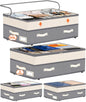 Dolicer 2 Pack Under Bed Storage with Wheels, 6in-10in Height Adjustable Underbed Storage Containers, 92L XXXL Under Bed Drawers Rolling Bin with Clear Lids for Dorm Shoes Clothes Organizers(Grey)