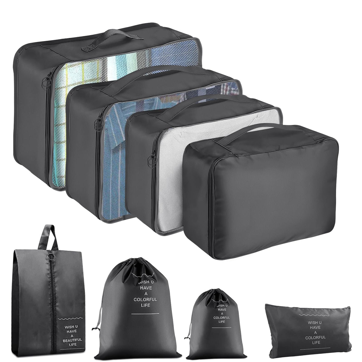 Packing Cubes for Travel 8 Set Luggage Organizer Bags