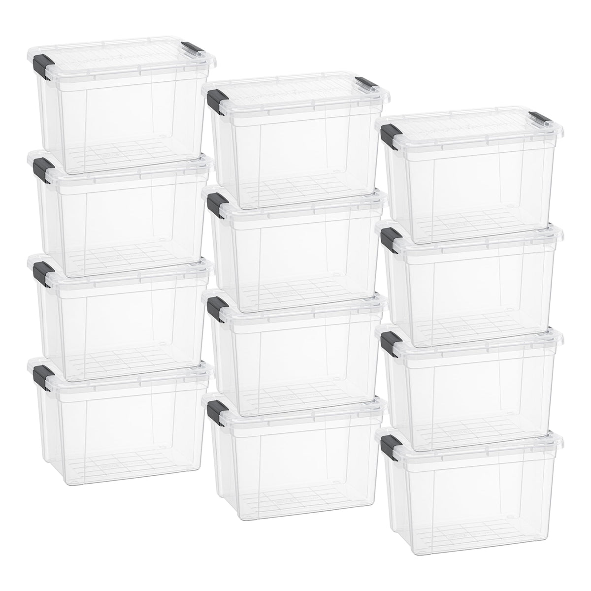 Superio 13.7 Quart Clear Plastic Storage Bin with Lid, Stackable Organizer Box, BPA-Free Storage Container for Home, Garage, School & Office, 1 Pack