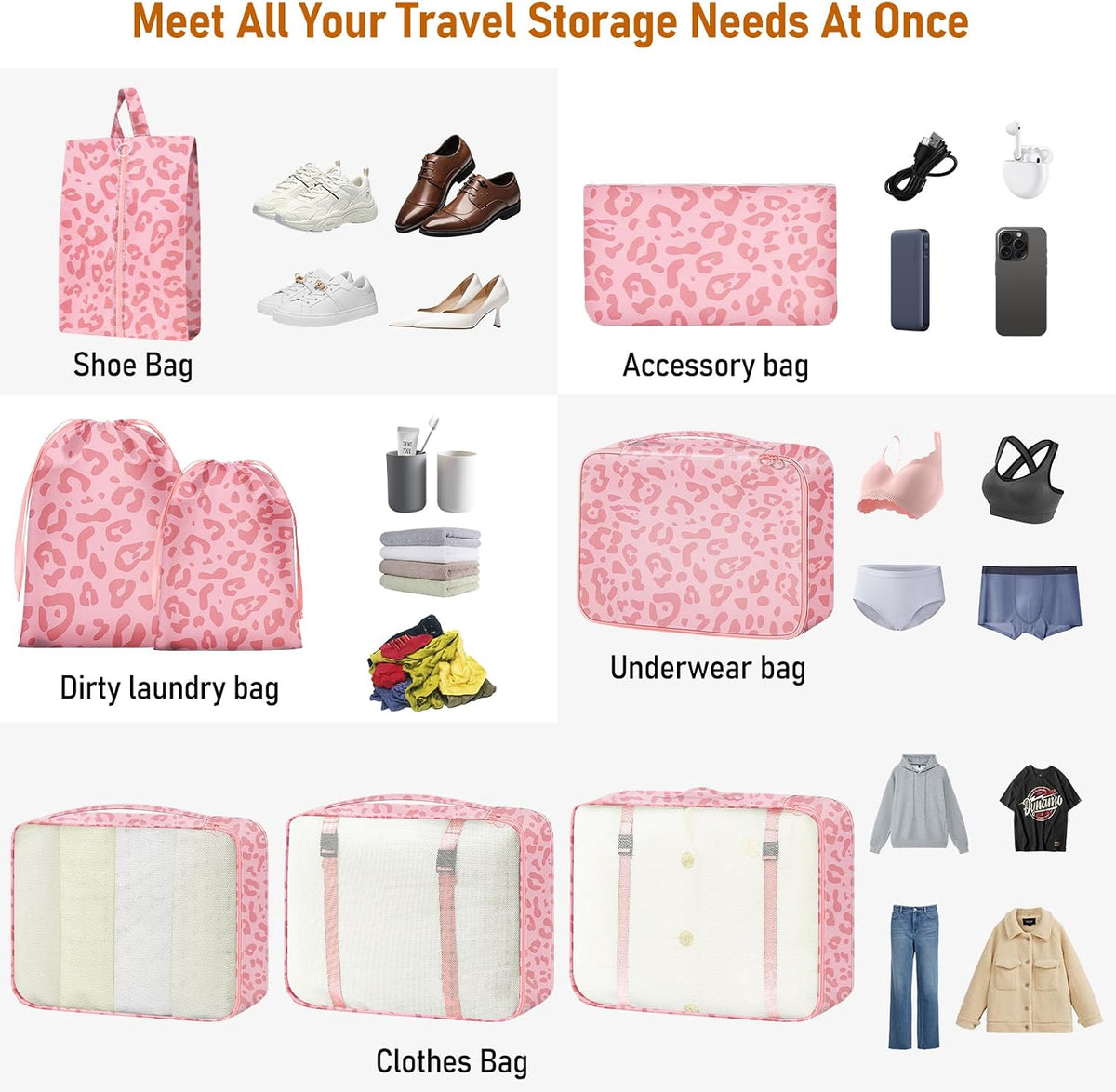 Packing Cubes for Travel - 8 Set Luggage Organizer Bags for Family, Mesh Breathable Packing Cubes for Suitcases Durable Travel Essentials Bags Set