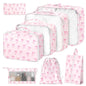 8 Set Packing Cubes for Suitcases,Suitcase Organizer with Shoe,Cosmetics,Clothing, and Accessories Bags for Travel Luggage Organizer Women Men(Pink Bows)