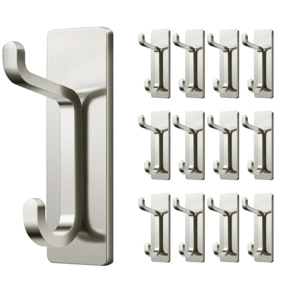 pickpiff 12 Pack Strong Stick-on Hooks 13LB for Coat & Towel, White