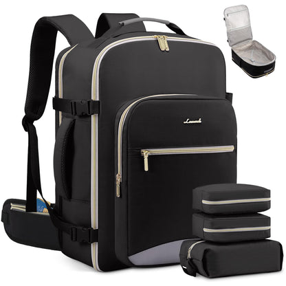 LOVEVOOK 40L Travel Backpack Flight Approved Carry on Backpack,3 Packing Cubes,Waterproof Personal Item Travel Bag,TSA Carry on Luggage Suitcase Travel Essentials,Gifts for Women & Men,fits 17" Laptop