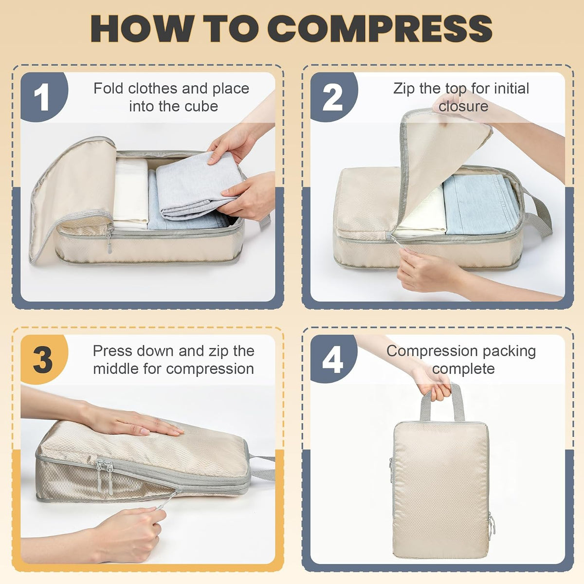 8-Set Compression Packing Cubes for Travel