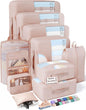 Veken 10 Set/8 Set Packing Cubes for Travel Essentials,Anti-Wrinkle Buckled Suitcase Organizer for Shoe & Toiletry Bag,Carry On Luggage Bag for Airplane & College Dorm Room Accessories,Women Men Gifts