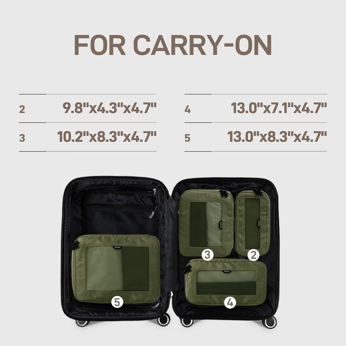 EPICKA TripCozy Compression Packing Cubes, 4 Set, Olive Green