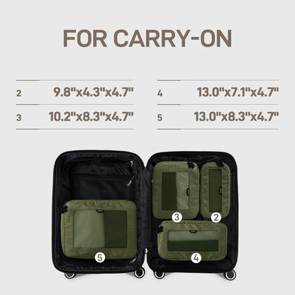 EPICKA TripCozy Compression Packing Cubes, 4 Set, Olive Green