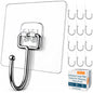 Adhesive Large Wall Hooks for Hanging Heavy Duty No Drill, 22 lbs, 12 pcs