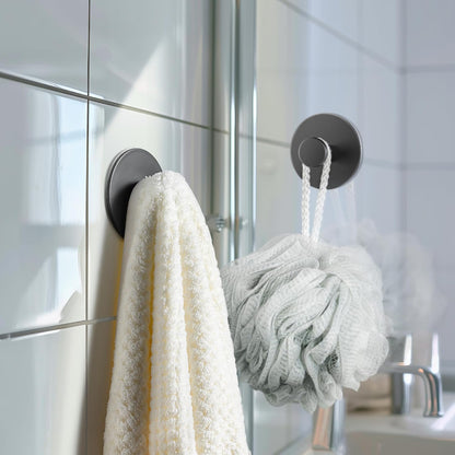 bussdis Multifunctional Towel Hooks for Bathroom Wall - Extra Sticky Stainless, Holds up to 12LB, Coat Hooks Wall Hooks, Adhesive Door Holder Hanger Shower Accessories, Matt Black Heavy Duty