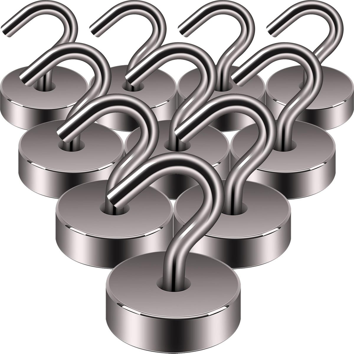 Neosmuk Magnetic Hooks Steel Tube Design for Cruise,80lb+ Black,10 Pack