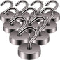 Neosmuk Magnetic Hooks Steel Tube Design for Cruise,80lb+ Black,10 Pack