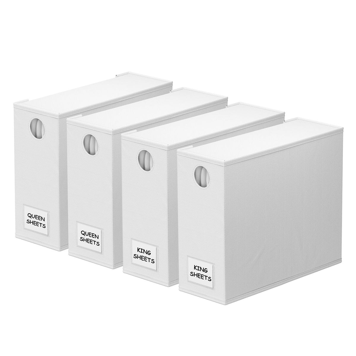SpaceAid 4 Pack Bed Sheet Organizers and Storage, Foldable Organizer for Linen Closet, Sheets Set Folder Keeper with Window XL (Queen & King Size) Organizing Bedding Container, Gray 91ZDSN-SL01-G4