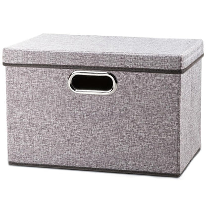 PRANDOM Large Collapsible Storage Bins with Lids [3-Pack] Linen/Cotton Blend Foldable Storage Boxes Organizer Containers Baskets Cube with Cover for Home Bedroom Closet Office Nursery(17.7x11.8x11.8)