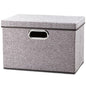 PRANDOM Large Collapsible Storage Bins with Lids [3-Pack] Linen/Cotton Blend Foldable Storage Boxes Organizer Containers Baskets Cube with Cover for Home Bedroom Closet Office Nursery(17.7x11.8x11.8)