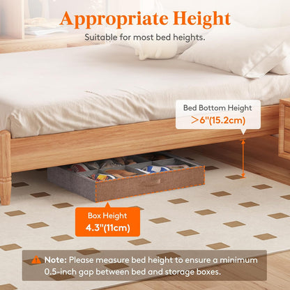 Lifewit 4.3 Inches Under Bed Shoe Storage Organizer Fits 8 Pair Sneakers,